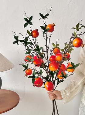 过年年宵石榴花真假花摆件