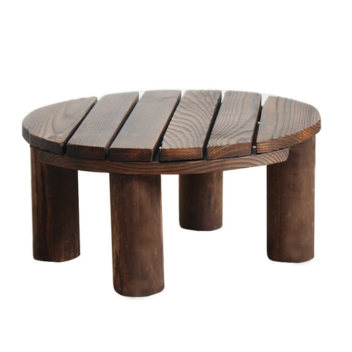 花架子实木客厅小花盆托架圆形鱼缸承重底座矮置物架阳台户外落地 - 图3