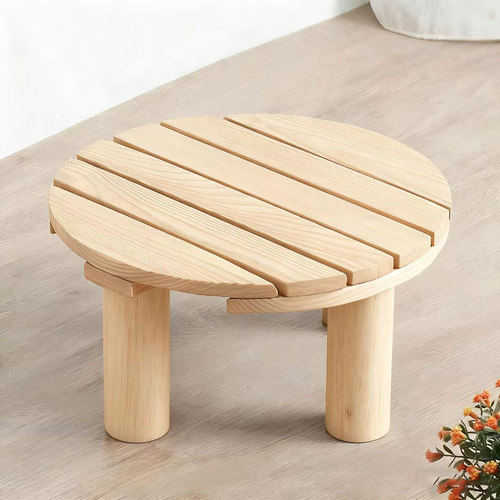 花架子实木客厅小花盆托架圆形鱼缸承重底座矮置物架阳台户外落地 - 图0