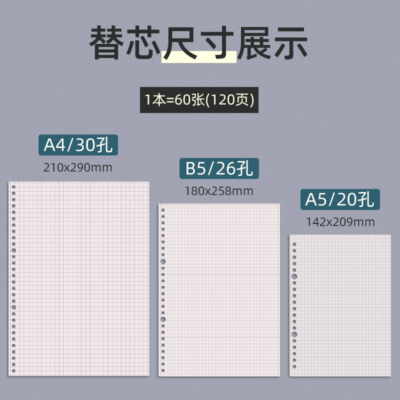 活页本B5可拆卸A4笔记本本子高中生专用加厚考研错题本初中生小学生A5不硌手方格网格线圈活页纸大容量外壳夹