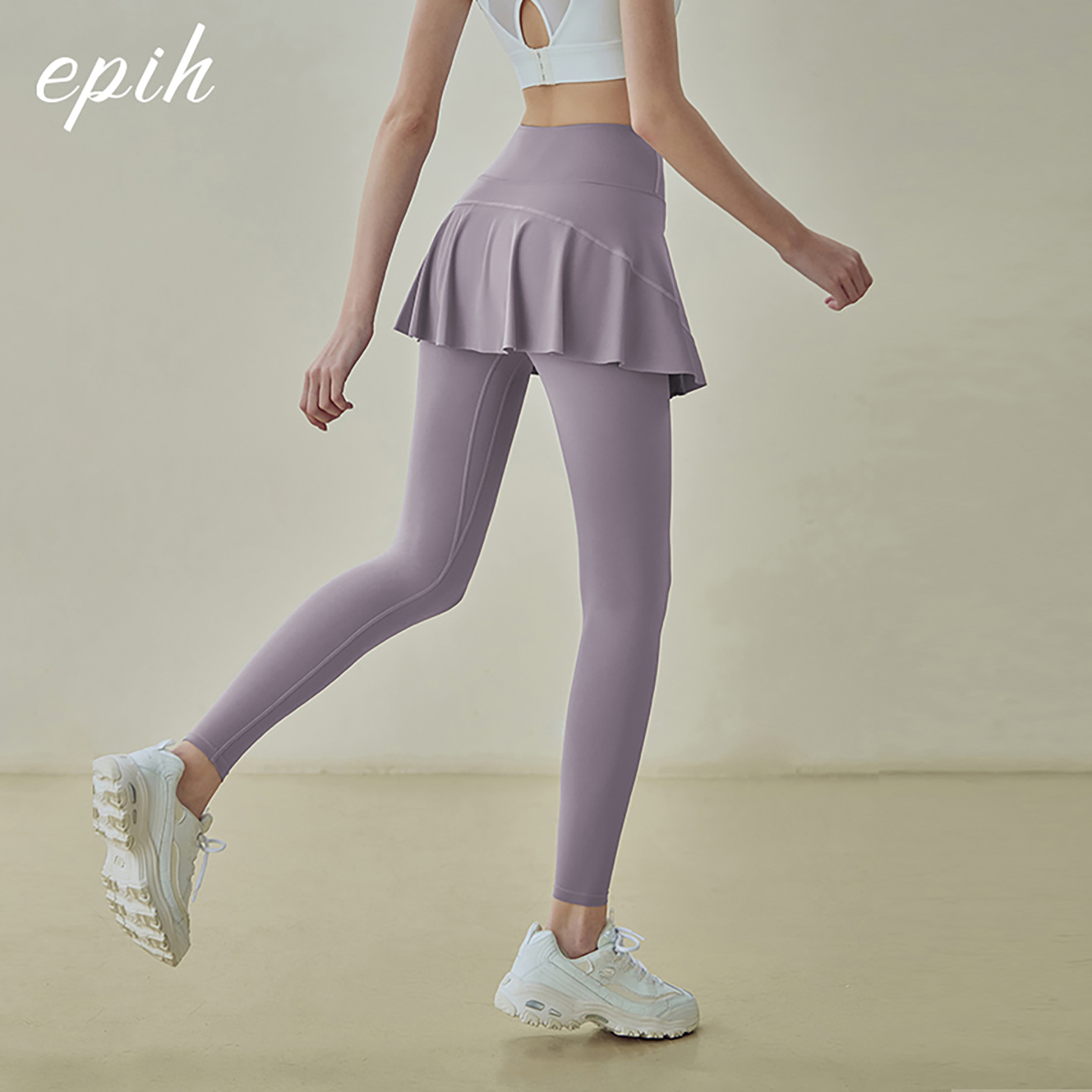 EPIH瑜伽裙裤女高腰提臀跑步健身裤运动服长裤裙摆外穿假两件裤裙 - 图2
