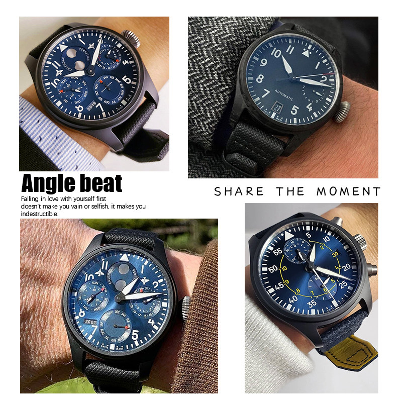 碳纤维格纹尼龙帆布表带适配万国 泰菲格手表配件