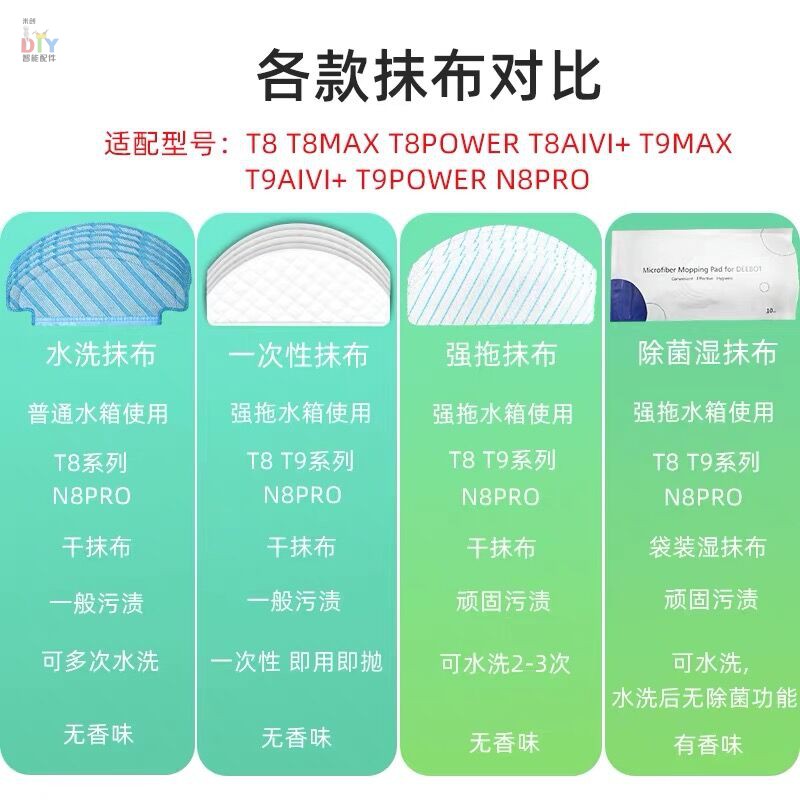 适配科沃斯扫地机器人配件T8MAX/N8pro/T9AIVI滤网滚刷抹拖布边刷 - 图0