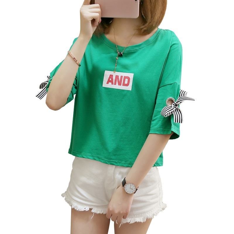 夏季洋气不规则牛油果绿潮短款t恤 希凌梦T恤