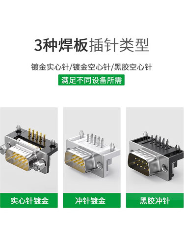 炬信DB9弯脚焊板母座公座DR9串口电路板插座DP9针9P焊板接头90度 - 图3