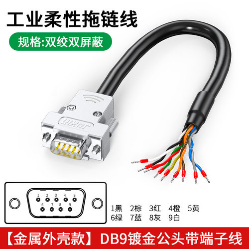 工业DB9串口线DB15 DB25单头线9针端子线DB25连接线RS232接线端子 - 图0