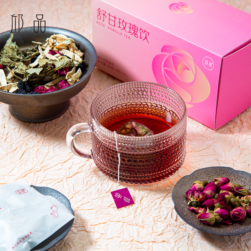 邱品舒甘玫瑰饮 升级大包装择食重瓣红玫瑰桑葚佛手薄荷茶15袋/盒 - 图0
