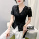 European Sexy Hollow Lace Shirt ເສື້ອແຂນສັ້ນ ທາງເທິງ