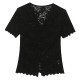 European Sexy Hollow Lace Shirt ເສື້ອແຂນສັ້ນ ທາງເທິງ