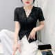 European Sexy Hollow Lace Shirt ເສື້ອແຂນສັ້ນ ທາງເທິງ