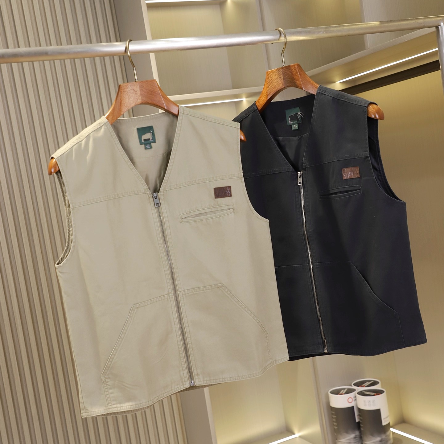 全棉水洗棉~秋冬男士情侣款加厚百搭时尚休闲背心马甲外套 - 图1