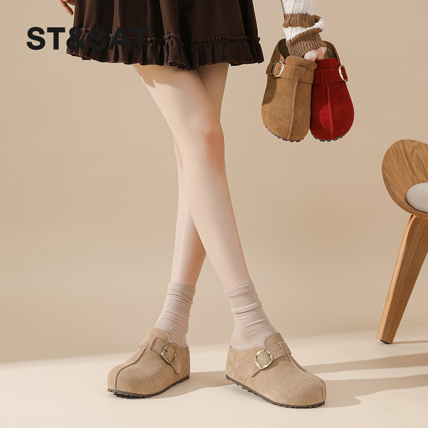 星期六内增高勃肯包头半拖鞋女款春季外穿复古穆勒一脚蹬懒人单鞋,淘宝优惠券,粉丝福利购,淘宝优惠卷