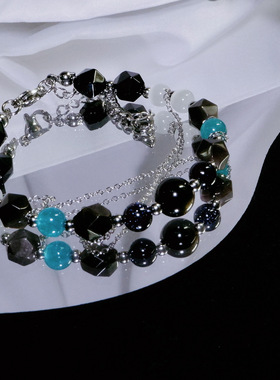 明日方舟钛钢同人自制手链黑曜石