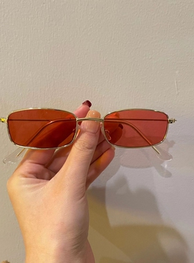 复古原宿ins窄框眼镜方墨镜带链