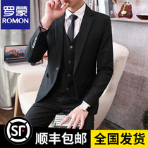 Romonsuit suit mens Han version sashimi jacket groom wedding gown business career positive dress small suit man