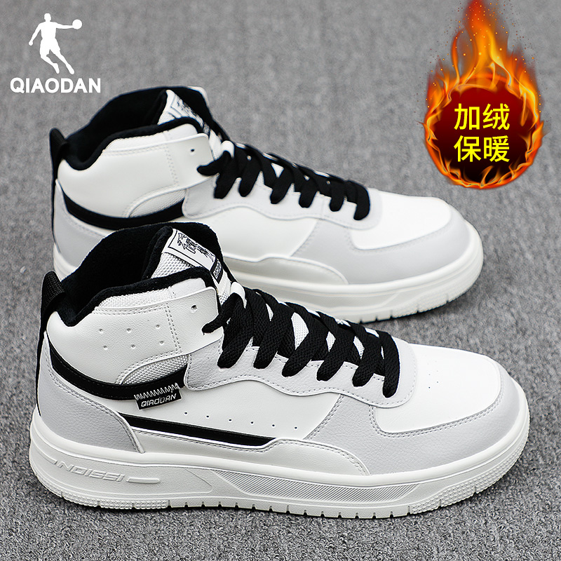 乔丹加绒运动鞋男2025新款冬季黑色棉鞋官方旗舰店保暖运动鞋男鞋 - 图1
