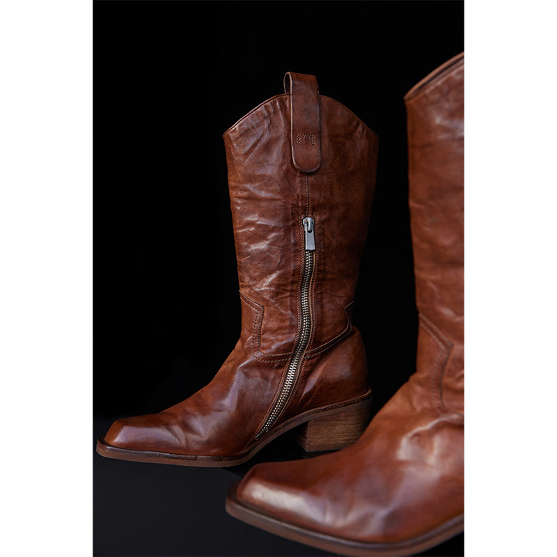 Le' Murmure 万变不离其“棕”原胚重工水洗马皮 中筒手工西部靴,淘宝优惠券,粉丝福利购,淘宝优惠卷