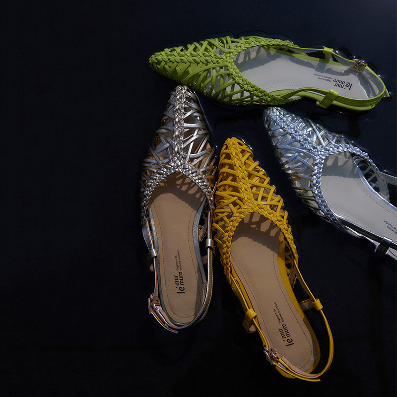 Le' Murmure 简雅之风设计师纯手工编织真皮尖头舒适凉鞋女夏新款,淘宝优惠券,粉丝福利购,淘宝优惠卷