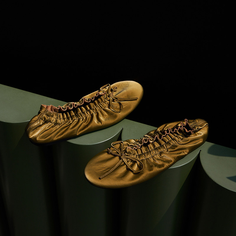 Le' Murmure “Balletcore 蛋卷鞋” 芭蕾美学风 经典重皱平底鞋,淘宝优惠券,粉丝福利购,淘宝优惠卷