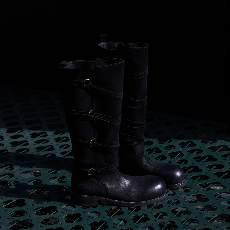 Le' Murmure 松弛感 柔雾反绒工装风 扣环绕带 高靴马靴 骑士靴女,淘宝优惠券,粉丝福利购,淘宝优惠卷