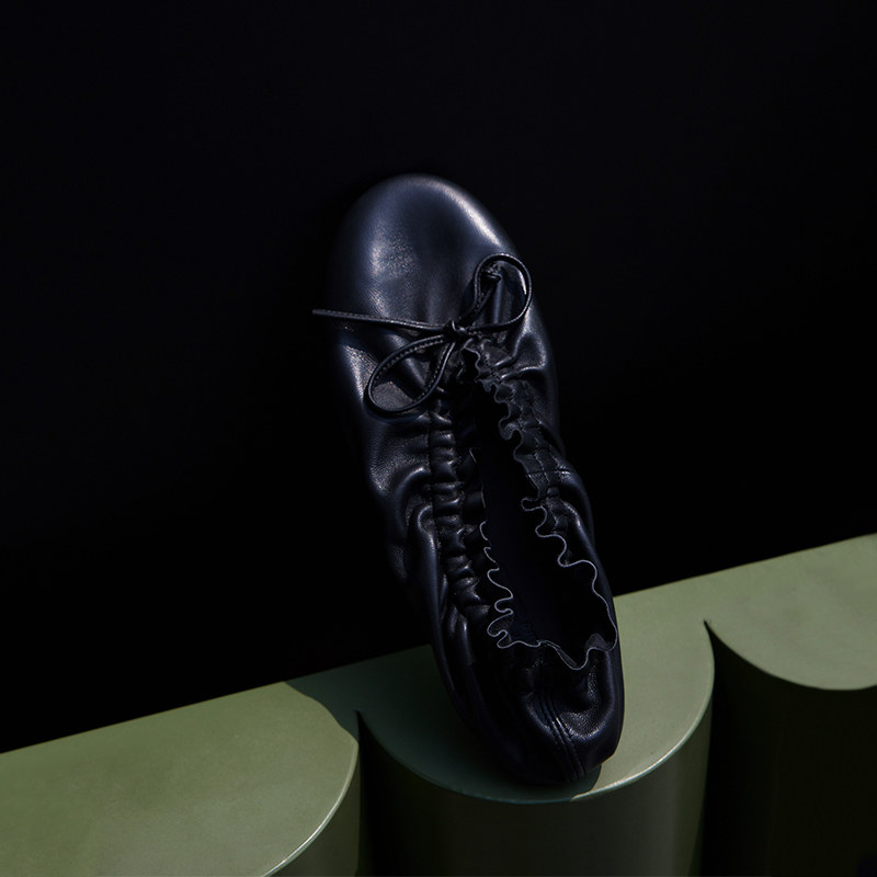 Le' Murmure “Balletcore 蛋卷鞋” 芭蕾美学风 经典重皱平底鞋,淘宝优惠券,粉丝福利购,淘宝优惠卷