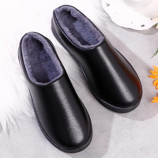 Тапочки 2025 кожаные тапочки мужские зимние теплые домашние