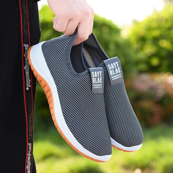 Old Beijing cloth shoes, flat casual shoes, slip-on mesh shoes
