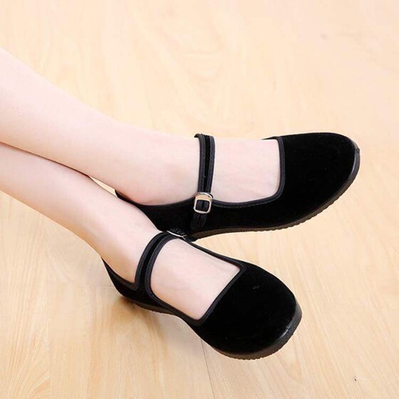 Old Beijing cloth shoes women's flat black shoes for hotel dancing