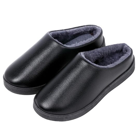 Тапочки 2025 кожаные тапочки мужские зимние теплые домашние