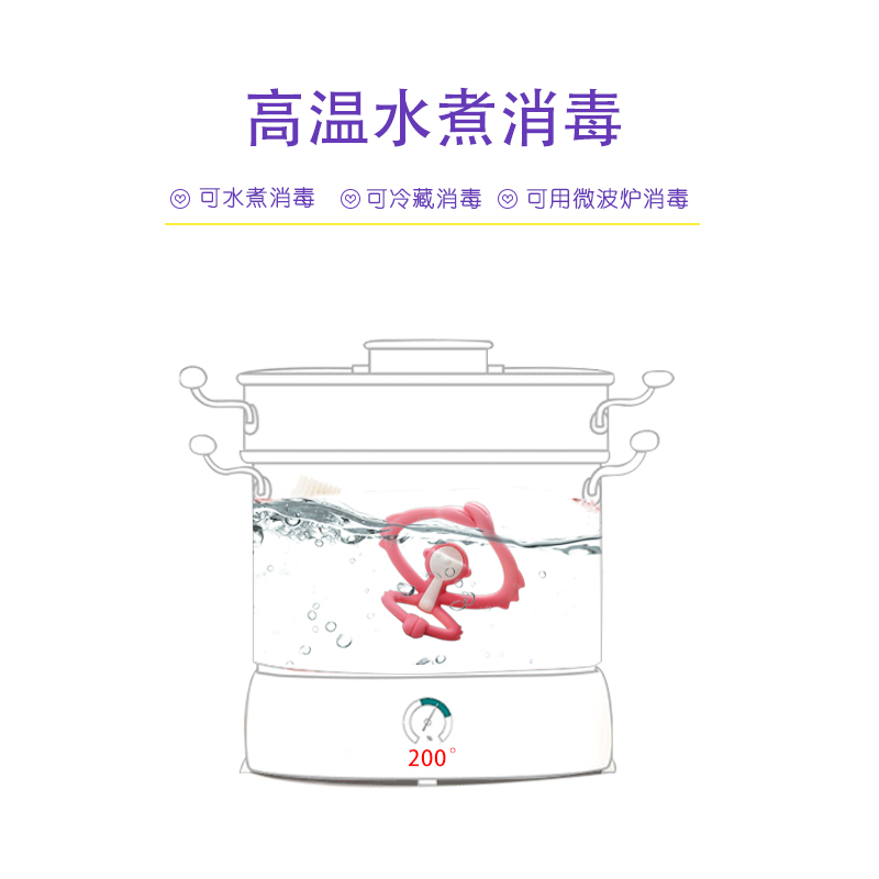 mombella妈贝乐旗舰店Mombella妈贝乐小猴子牙胶磨牙棒婴儿硅胶软宝宝牙咬胶玩具可水煮1