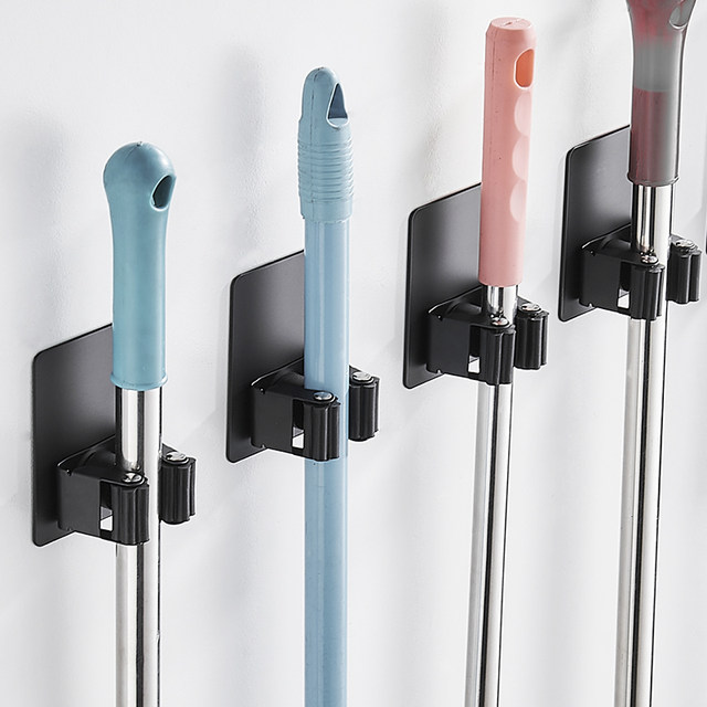 No hole-free stainless steel mop hook wall-mounted bathroom