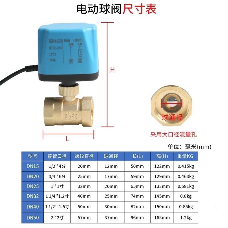 电动二通球阀220v两线常闭常开12v电动管道水阀出水开关1寸2寸24v-图1