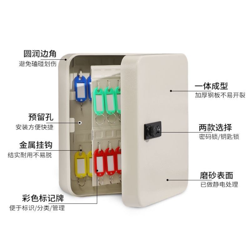 钥匙箱家用壁挂式密码房产中介钥匙柜汽车钥匙盒收纳盒管理箱挂墙 - 图3