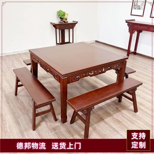八仙桌实木方桌子客厅家用农村中堂老式实木餐桌饭店圆形正方形桌 - 图0