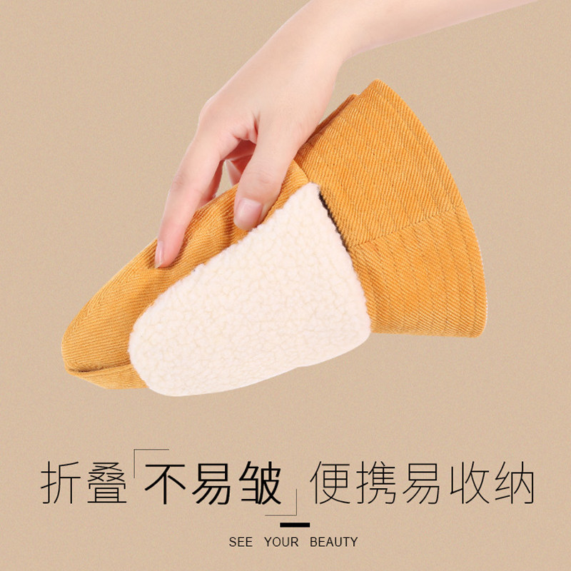 cacuss秋冬灯芯绒护耳大头围渔夫帽 cacusskids帽子
