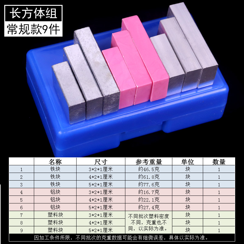 正方体铁块铝块铜块木块实验用测固体铁柱带孔挂钩立方体组圆柱体组长方体组体积相同质量不同物理测物质密度 - 图3