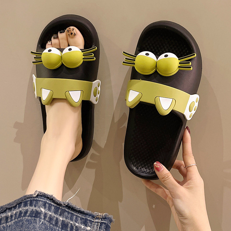 拖鞋女夏季外穿2025新款可爱大眼猫室内家居防滑踩屎感厚底凉拖鞋,淘宝优惠券,粉丝福利购,淘宝优惠卷