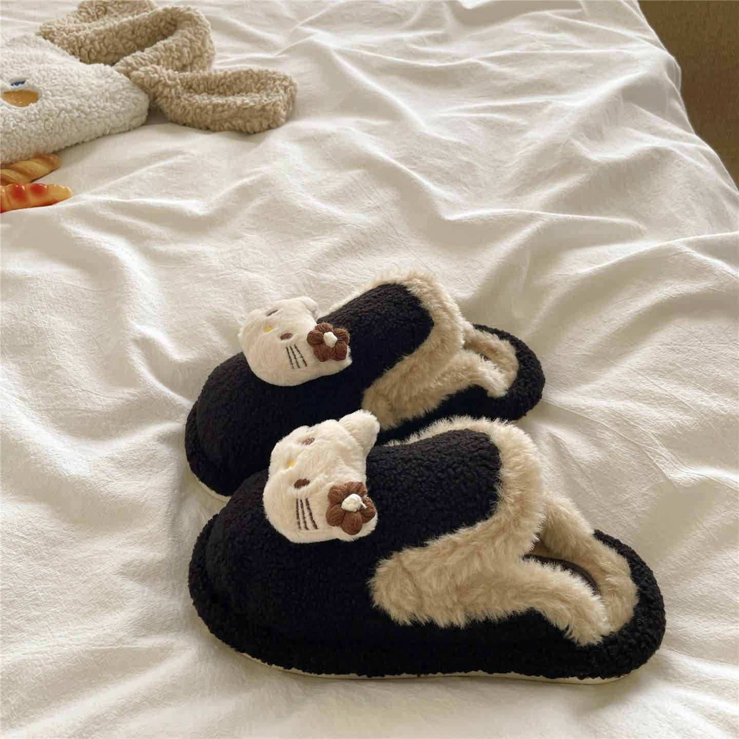 毛毛拖鞋女冬季可爱豹纹猫咪厚底防滑加绒保暖居家外穿包头棉拖鞋,淘宝优惠券,粉丝福利购,淘宝优惠卷