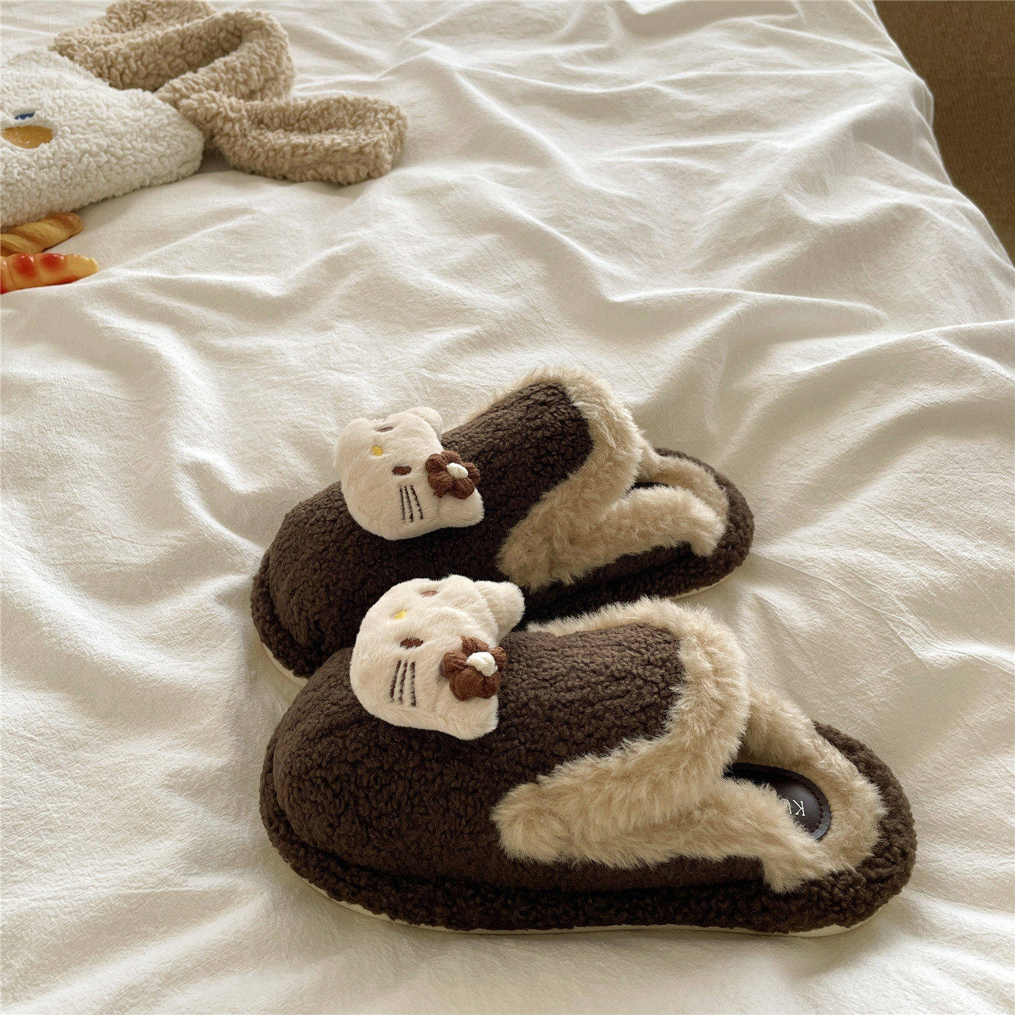 毛毛拖鞋女冬季可爱豹纹猫咪厚底防滑加绒保暖居家外穿包头棉拖鞋,淘宝优惠券,粉丝福利购,淘宝优惠卷