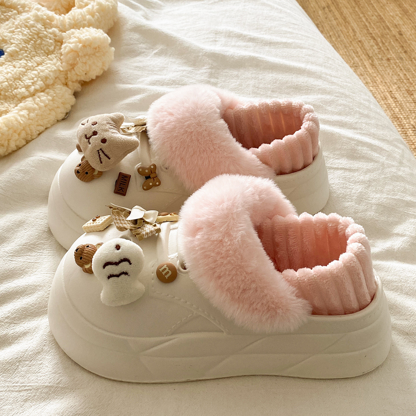 防水棉拖鞋女冬季可爱猫鱼室内外穿保暖加绒防滑厚底包跟月子棉鞋,淘宝优惠券,粉丝福利购,淘宝优惠卷