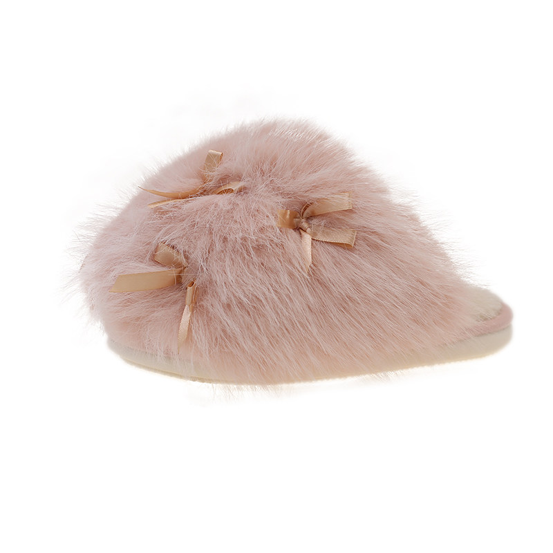 棉拖鞋女冬季可爱蝴蝶结室内居家加绒保暖软底防滑包头毛茸茸拖鞋,淘宝优惠券,粉丝福利购,淘宝优惠卷