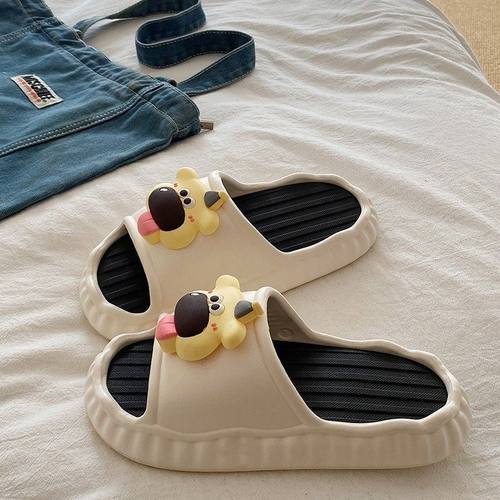 拖鞋女夏季新款厚底防滑学生宿舍卡通帽子长舌狗外穿踩屎感凉拖鞋 - 图2