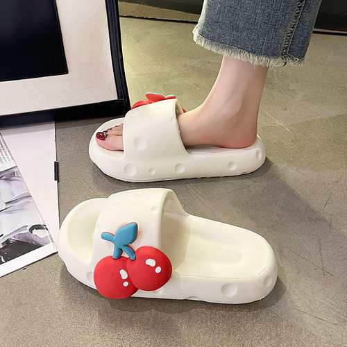 2025年新款可爱踩屎感拖鞋女外穿夏季樱桃厚底防滑室内家居凉拖鞋 - 图3
