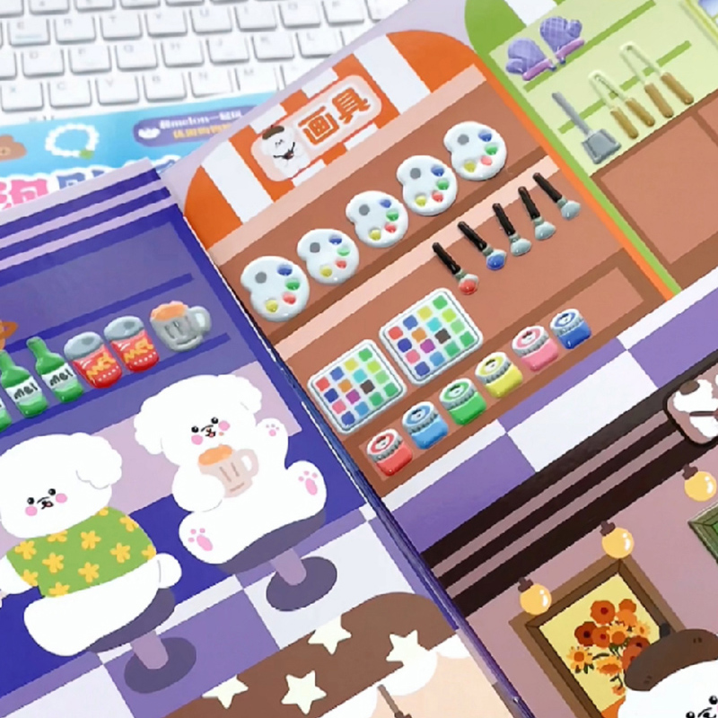 贴纸书可爱泡泡贴纸书贴纸本咕卡贴纸玩具女孩儿童装饰melon手帐贴纸胶带素材3d立体泡泡贴纸换装帖纸 - 图1