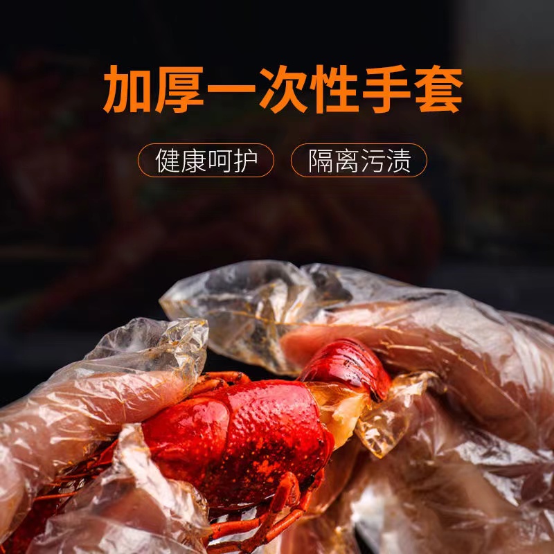 一次性手套食品级加厚塑料薄膜透明餐饮商用厨房龙虾美发家用防护 - 图1