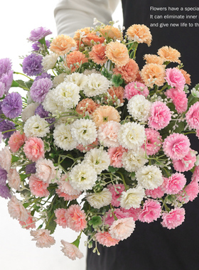 高档仿真花束丁香康乃馨玄关