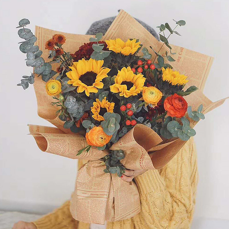 情人节520英文报纸花束包装纸包花礼物礼品材料花店复古牛皮纸,淘宝优惠券,粉丝福利购,淘宝优惠卷