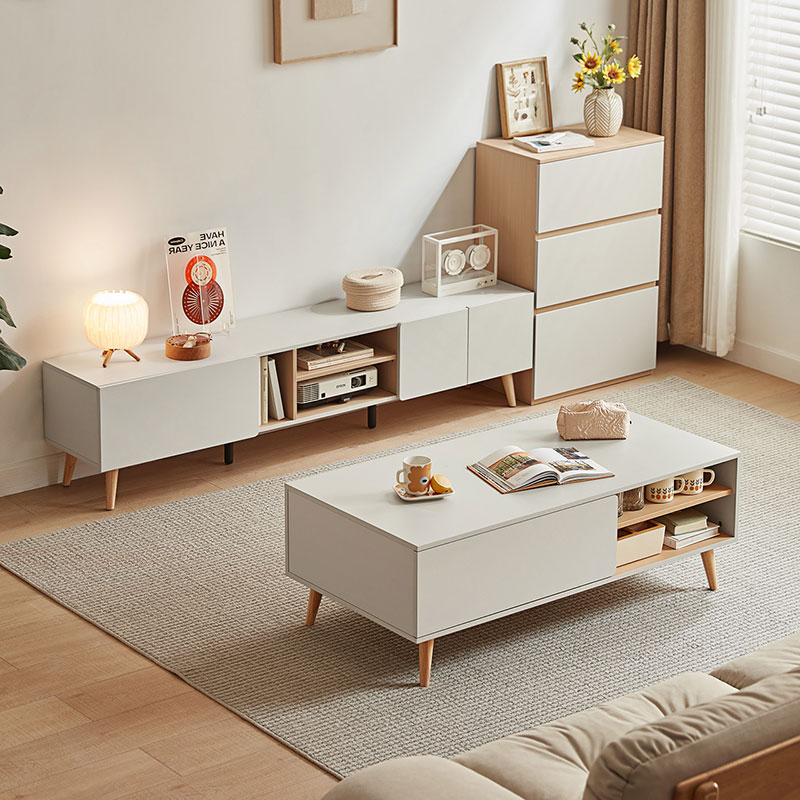 林氏木业现代简约落地电视柜茶几组合客厅家用小户型OV1M - 图3