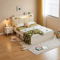 Lins home bedroom Childrens bed Boy girl Jane about 1 m 5 single-person bed bookcase storage furniture Lins wood industry