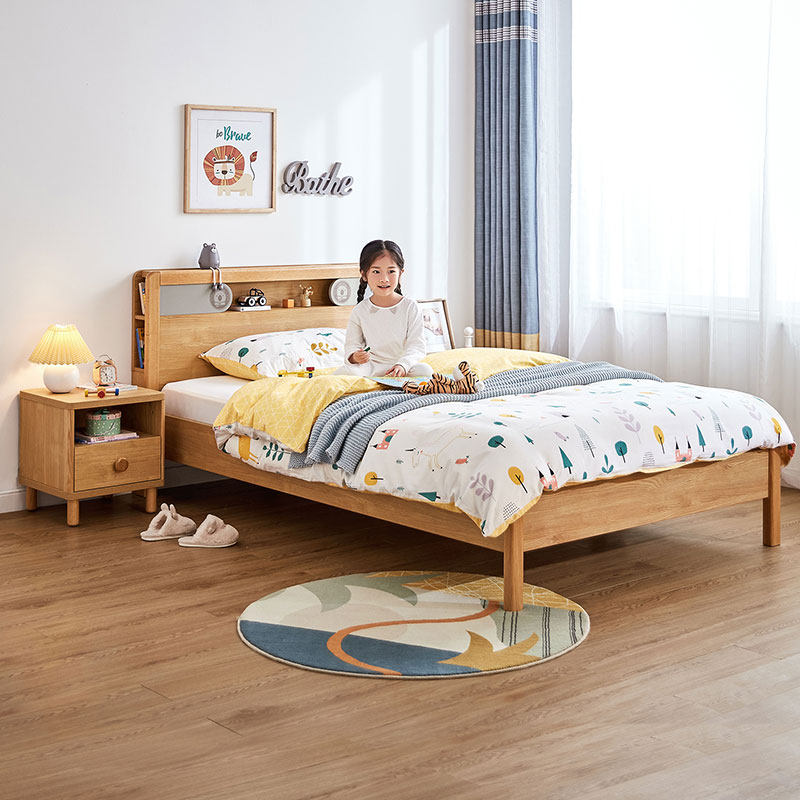 林氏木业实木框男孩学生kn1a儿童床 林氏木业kids儿童床